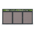 Triple Door Corkboard with Black Anodized Aluminum Frame B1708