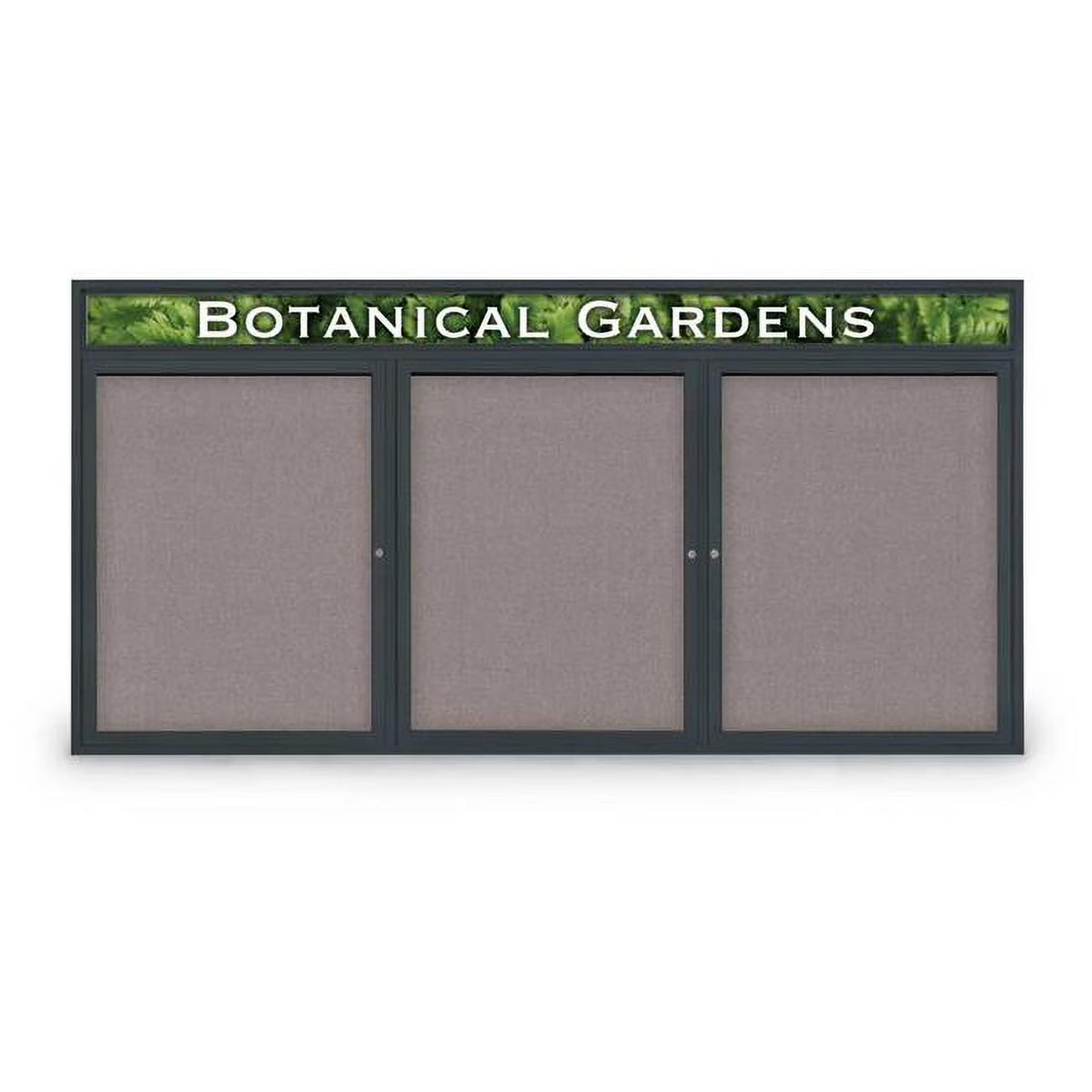 Triple Door Corkboard with Black Anodized Aluminum Frame B1708