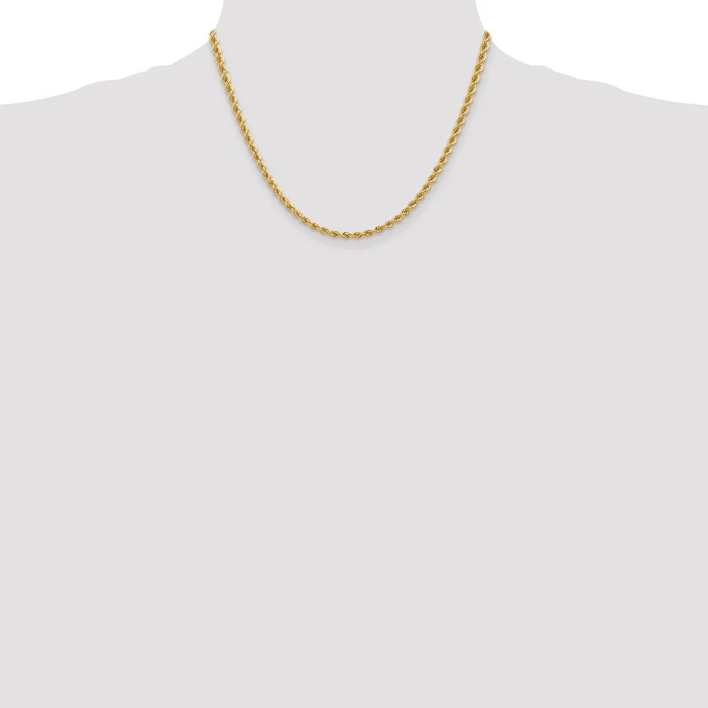 Real 14kt Yellow Gold 18 inch Rope Chain with Lobster Clasp W20499