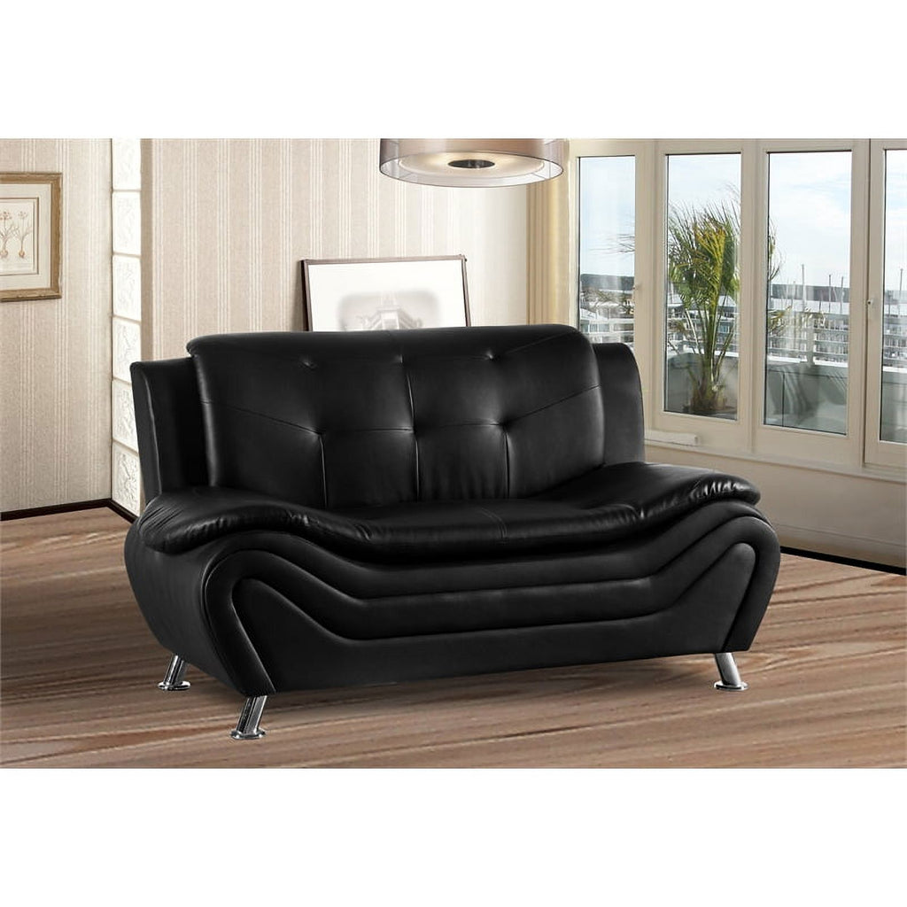Black Faux Leather Loveseat and Club Chair 2-Piece Set Z3303