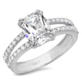 14K White Gold Cushion Cut Cultured Diamond Engagement Ring O153