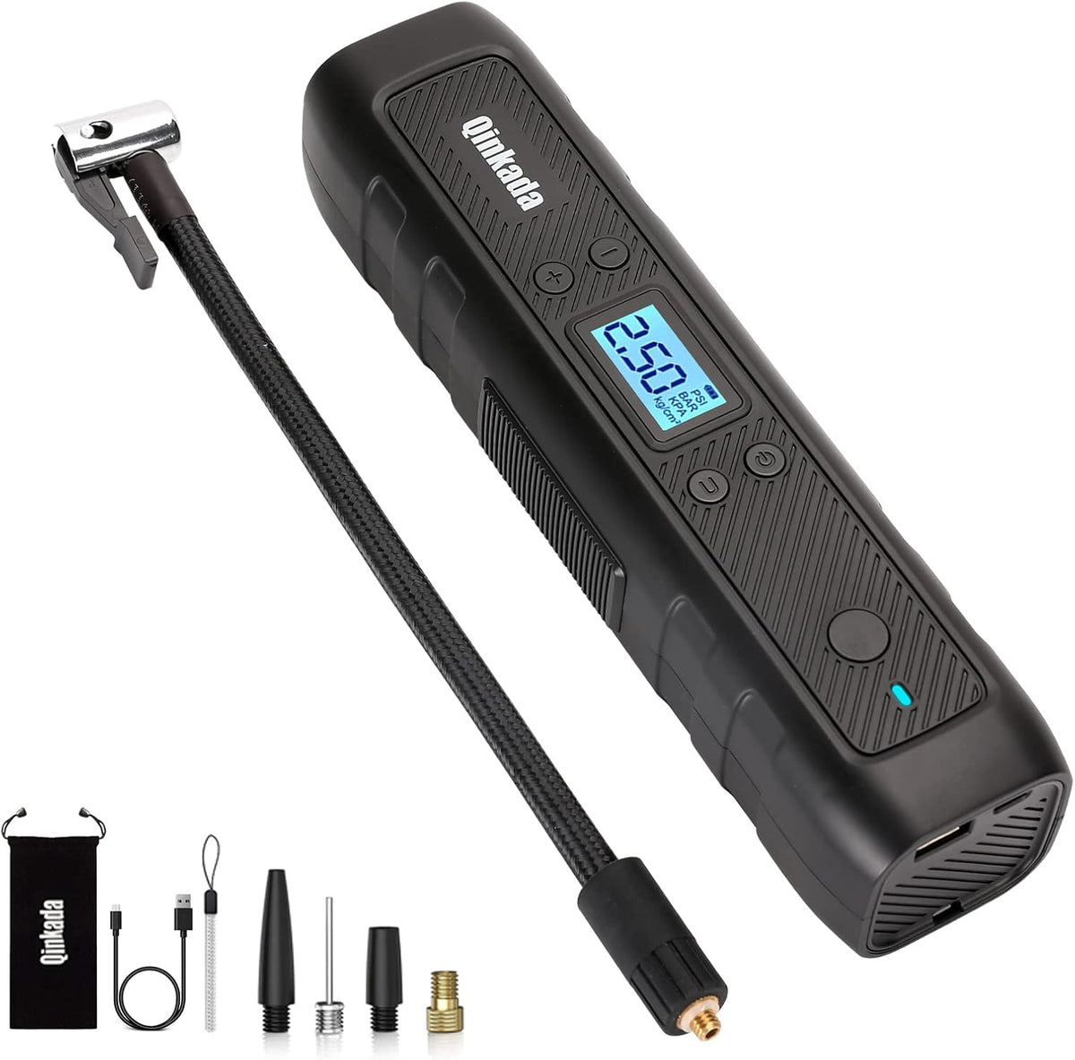 Portable Tire Inflator Air Compressor Pump 4500mAh Rechargeable Li-ion Battery with LED Light C8900