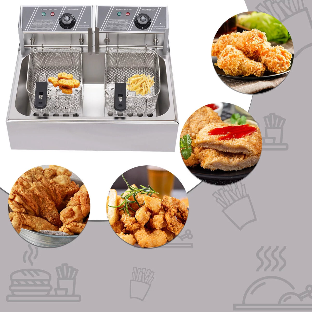 12L Stainless Steel Electric Deep Fryer 5000W M29129
