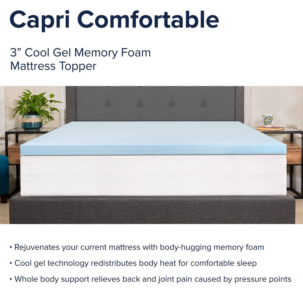 King 3 inch Cool Gel Memory Foam Mattress Topper H94845