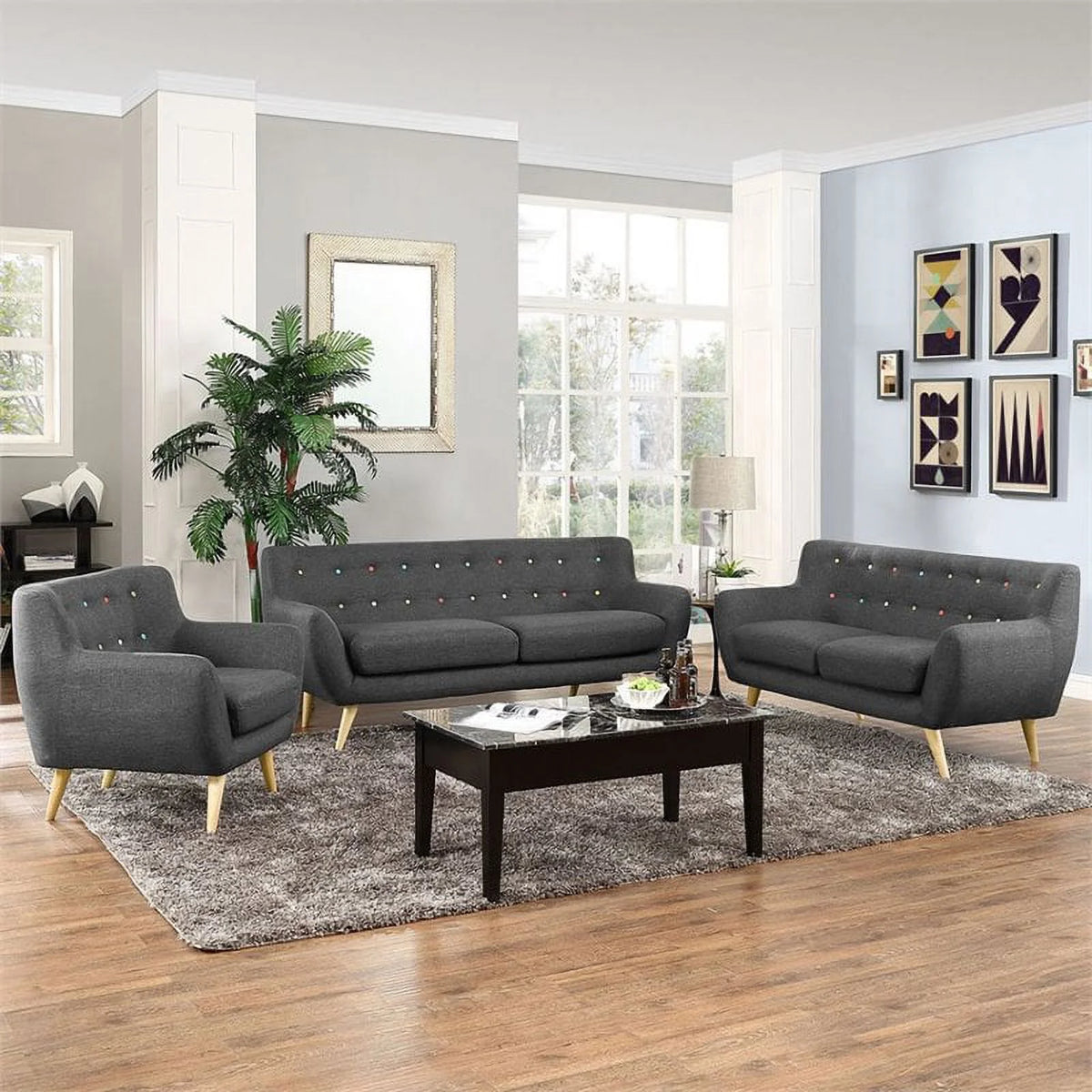 3 Piece Gray Sofa Set C382