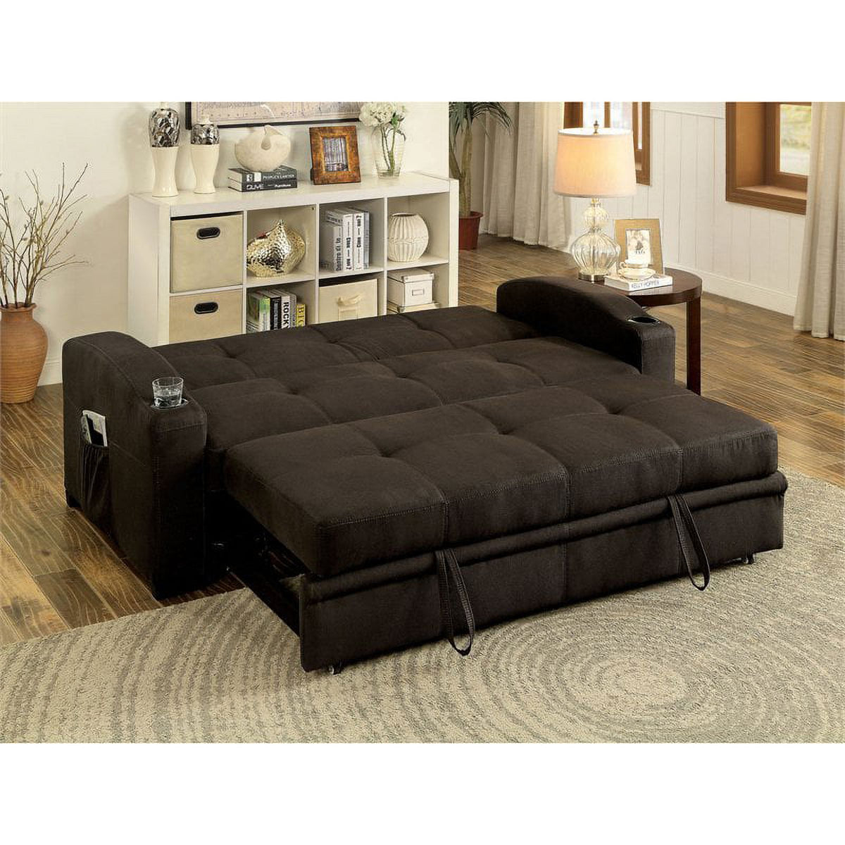 Brown Fabric Convertible Sofa W428065