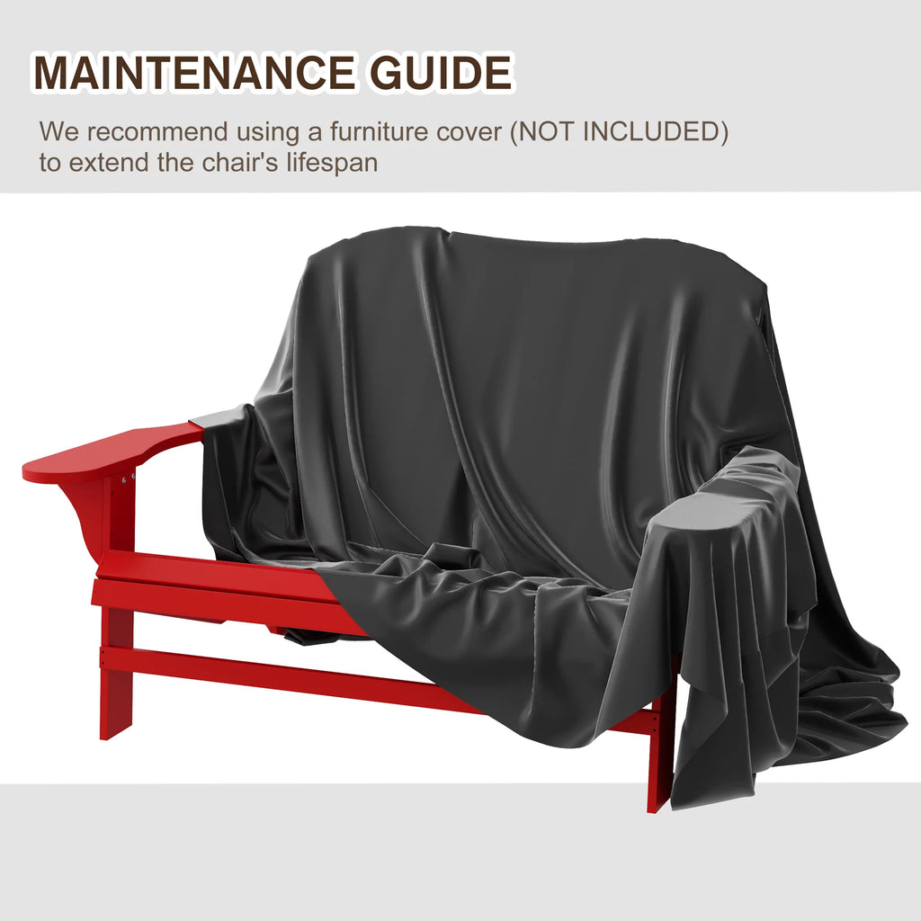 2 Person Wooden Adirondack Loveseat with High-back, Wide Armrests, Red E88607