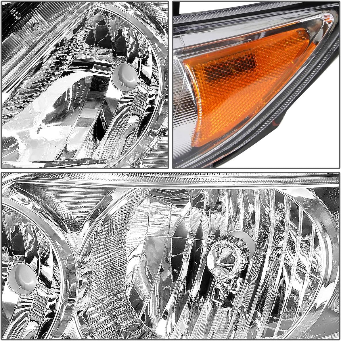 Chrome Housing Amber Corner Headlights Assembly I6305