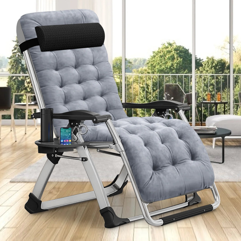 XL Zero Gravity Folding Reclining Lounge Chair with Cushion & Tray J7004