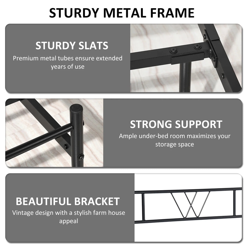 Full Size Metal Platform Bed Frame with Headboard and Footboard M61756