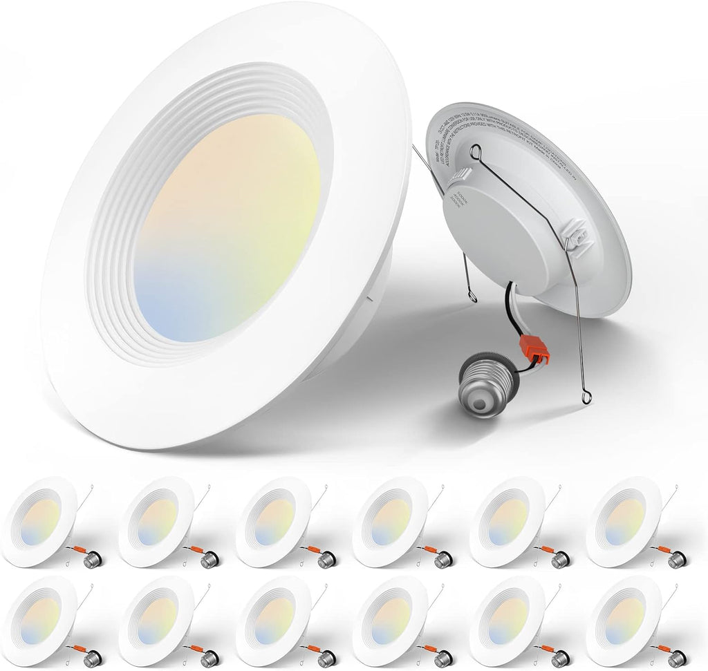 5/6 inch 3CCT LED Recessed Lighting 12 Pack, Dimmable, IC Damp Rated, 12.5W=100W, 950LM Can Lights with Baffle Trim, 3000K/4000K/5000K Selectable, Pack of 2 Y316