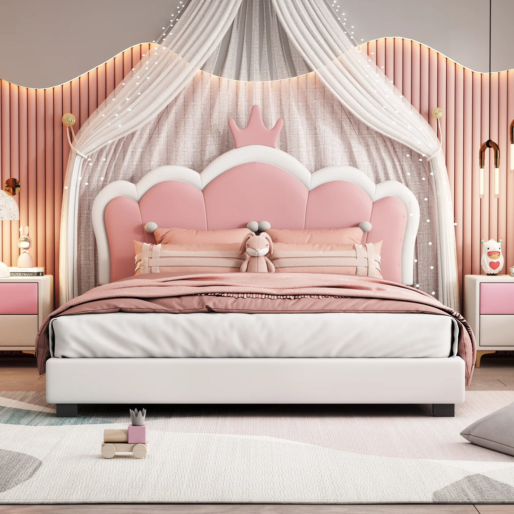 White PU Twin Platform Bed T604769