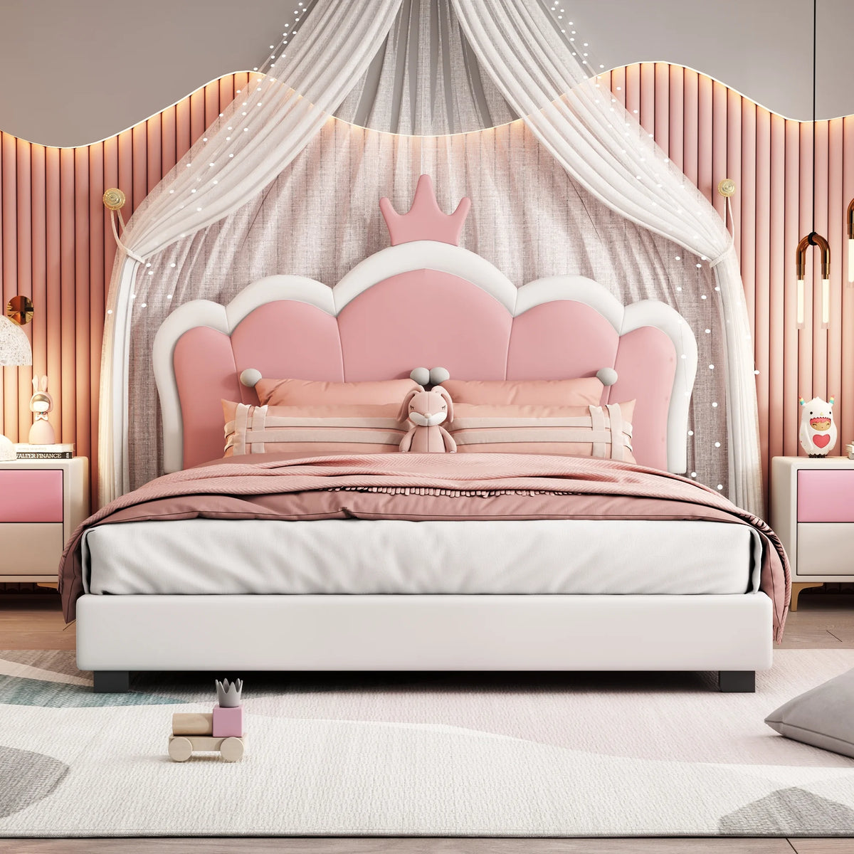 White PU Twin Platform Bed T604769