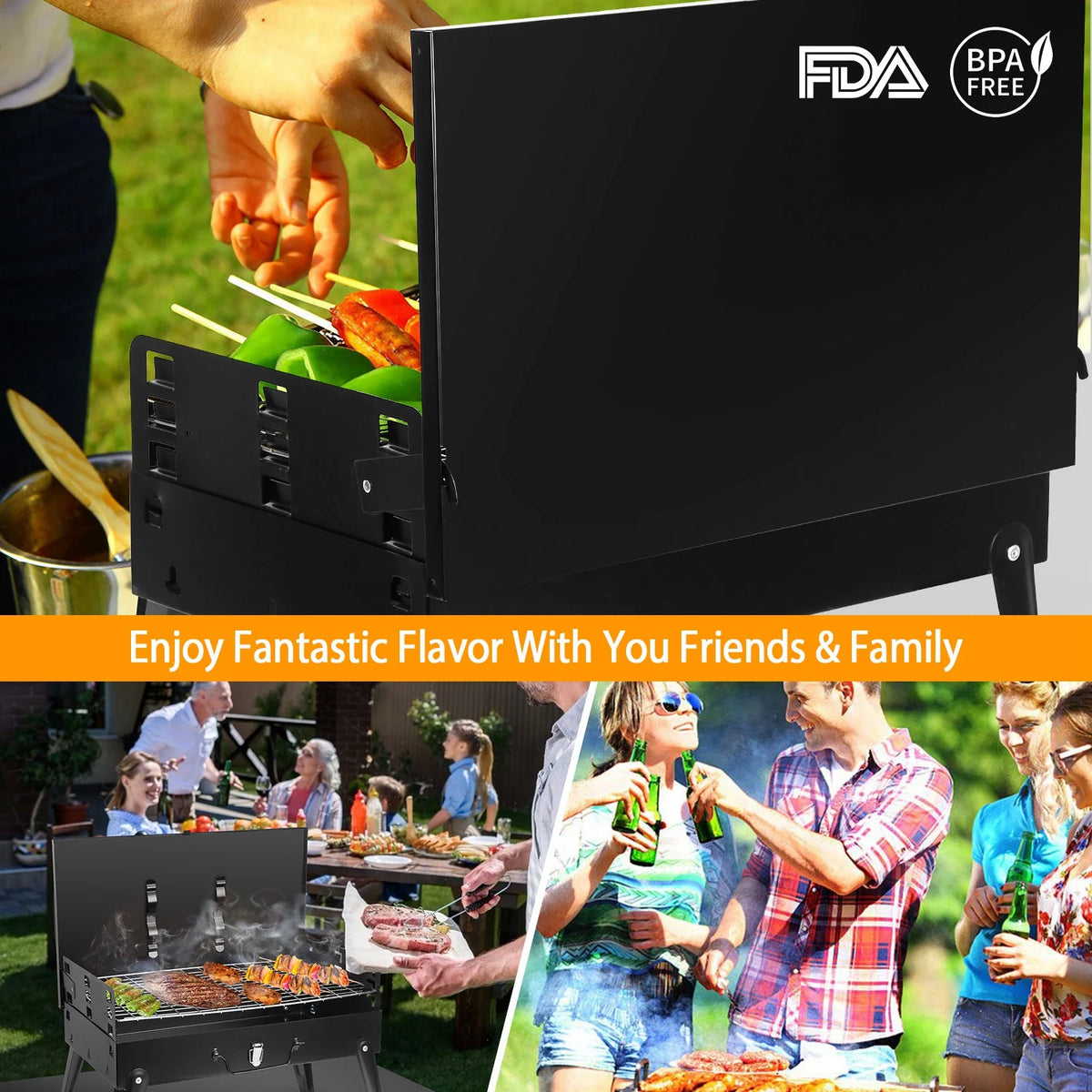 Portable Charcoal Grill Foldable BBQ Suitcase Grill G90450