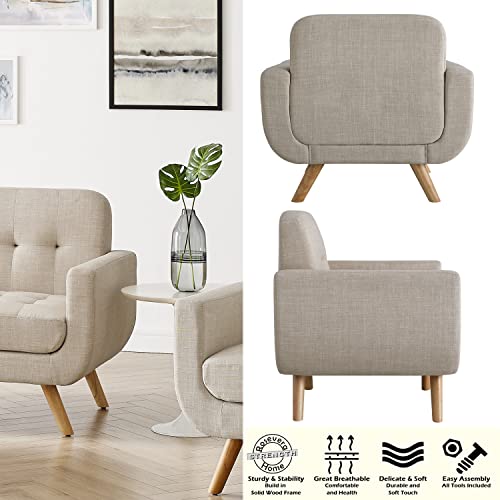 Beige Linen Accent Armchair U83252