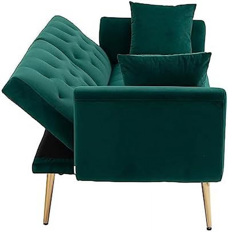 Beige Velvet Loveseat Sofa with 7 Gold Metal Legs E929