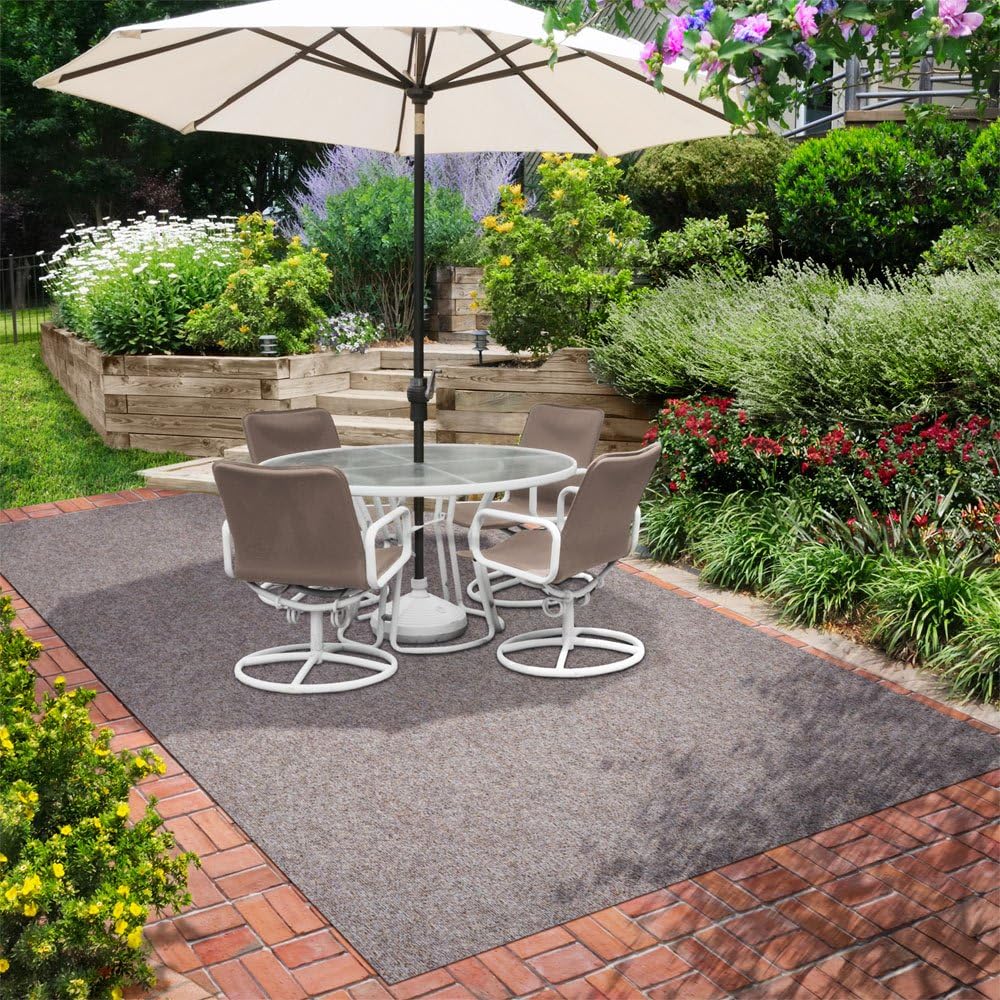 Indoor Outdoor Carpet with Rubber Marine Backing - Brown - 6 Feet x 30 Feet D58071