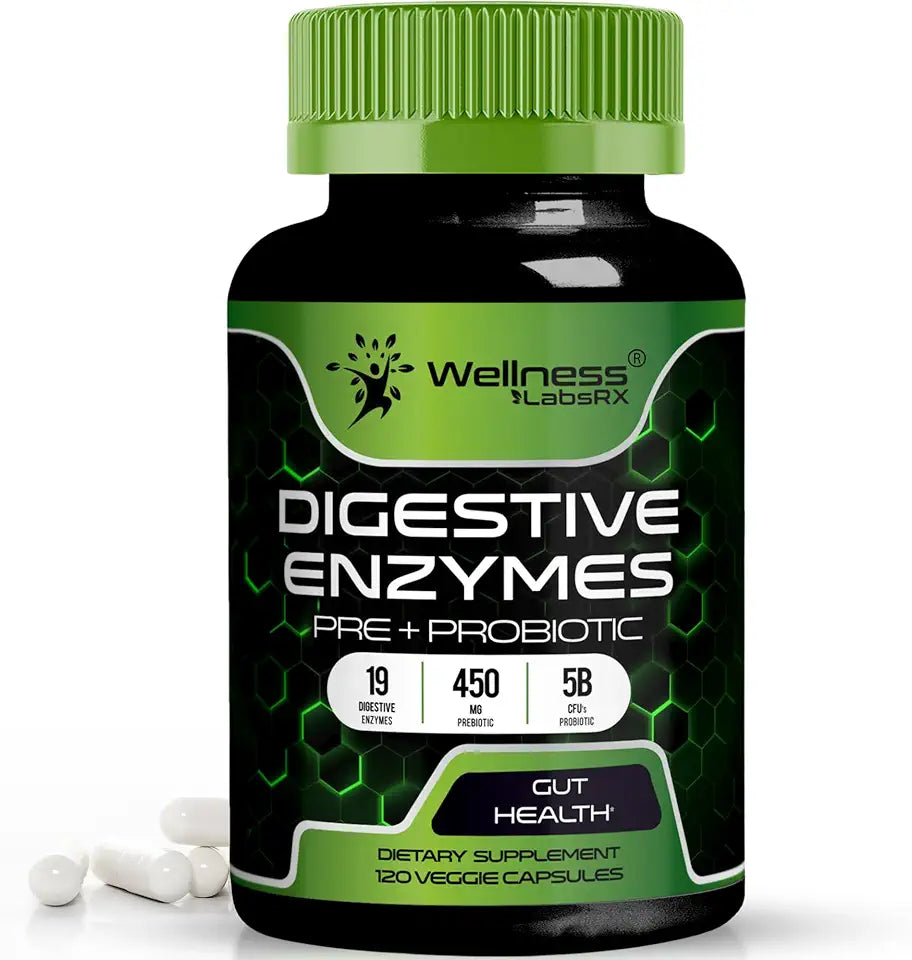 Digestive Enzymes with Probiotics and Prebiotics 450mg 120 Count Capsules R6137