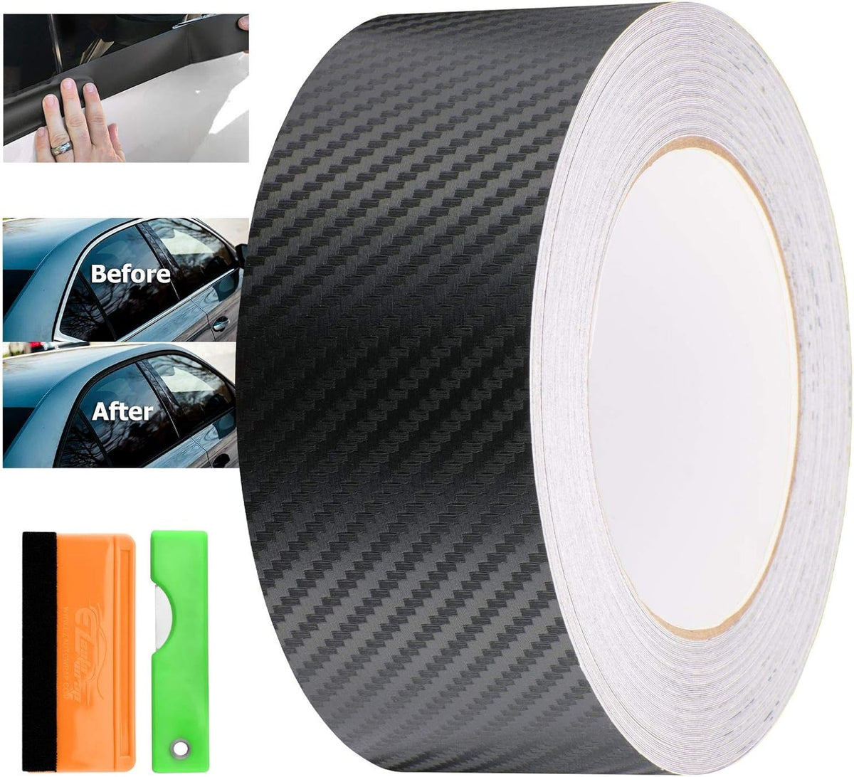 3D Carbon Fiber Black Vinyl Wrap Kit 2 x25Ft W9111