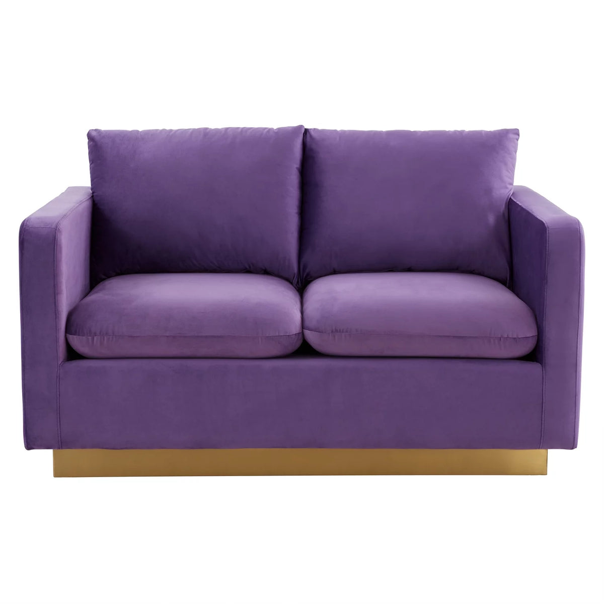 Upholstered Velvet Loveseat with Gold Frame I779