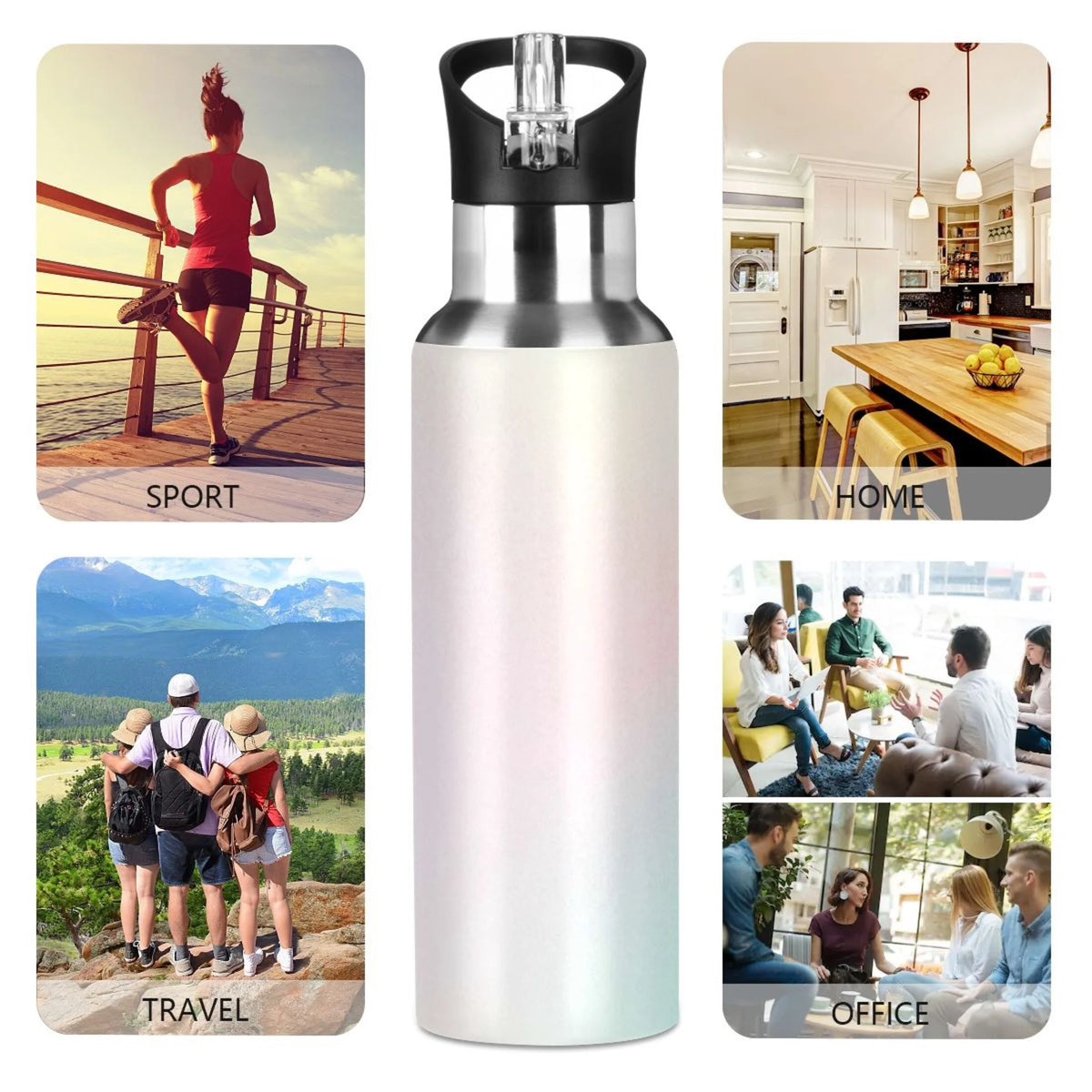 20 OZ Stainless Steel Vacuum Insulated Water Bottle with Straw Lid D975