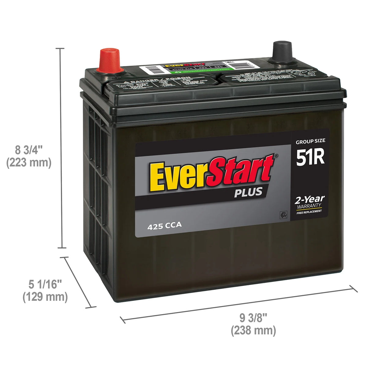 Lead Acid Automotive Battery Group Size 51R 12 Volt 425 CCA H138