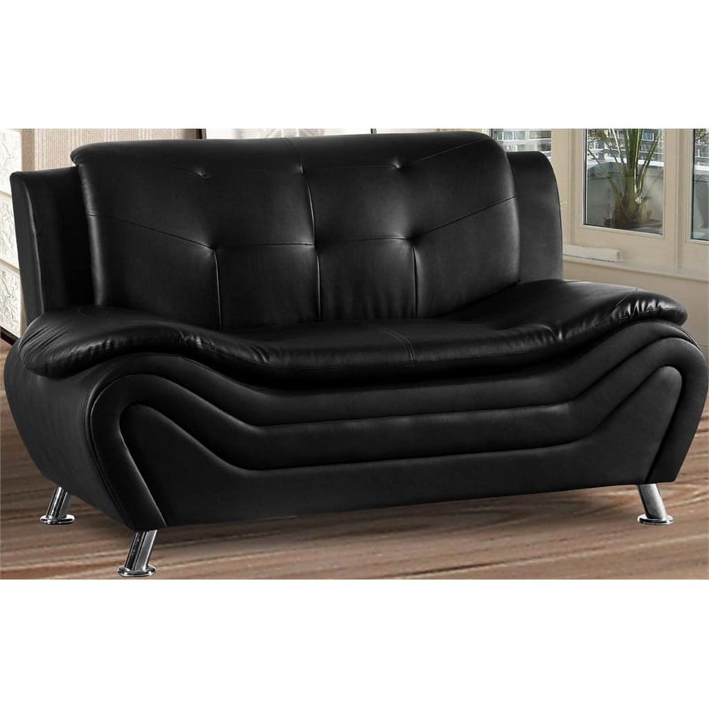 Black Faux Leather Loveseat and Club Chair 2-Piece Set Z3303