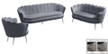 Grey Velvet Channel Tufted Sofa Set 3 Pcs W5915