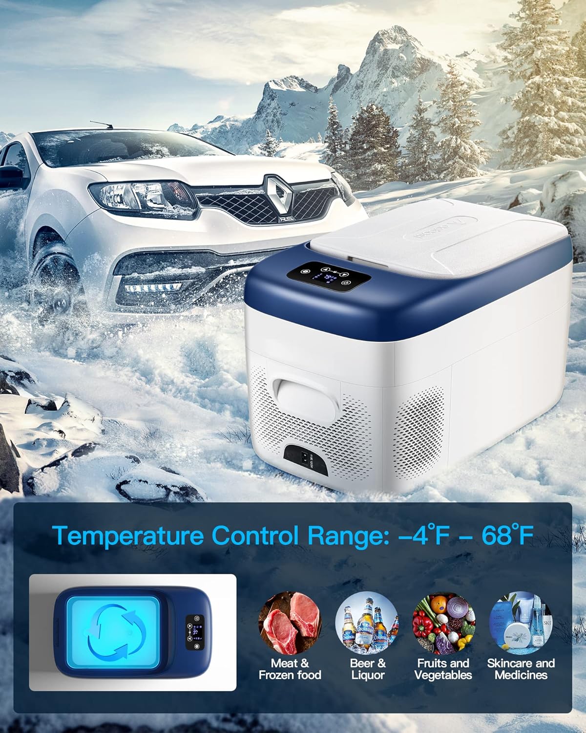 12 Volt 27 Quart Portable Car Refrigerator Freezer with APP Control T392443