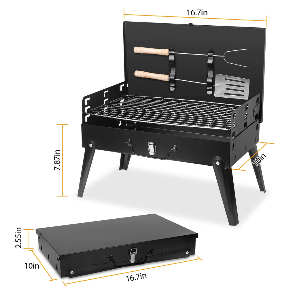 Portable Charcoal Grill Foldable BBQ Suitcase Grill G90450
