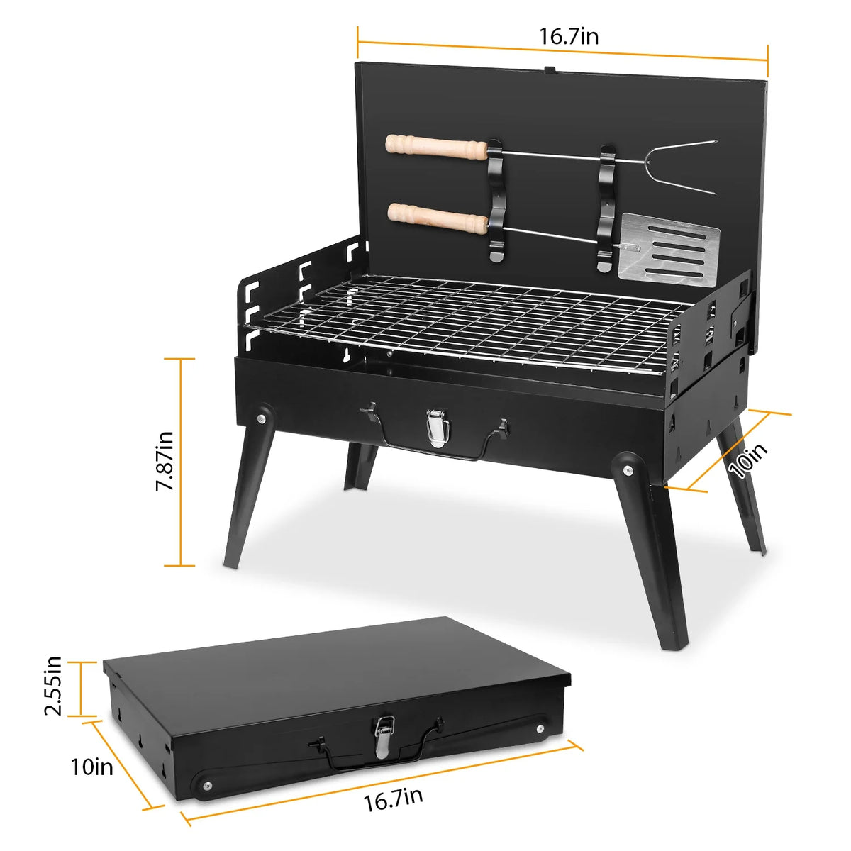 Portable Charcoal Grill Foldable BBQ Suitcase Grill G90450