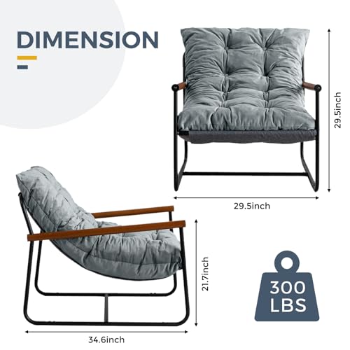 Beige Velvet Accent Chair with Metal Frame C116999
