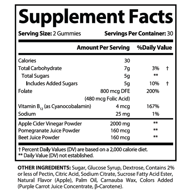 5 Pack 2000mg ACV Gummies Dietary Supplement Z1733