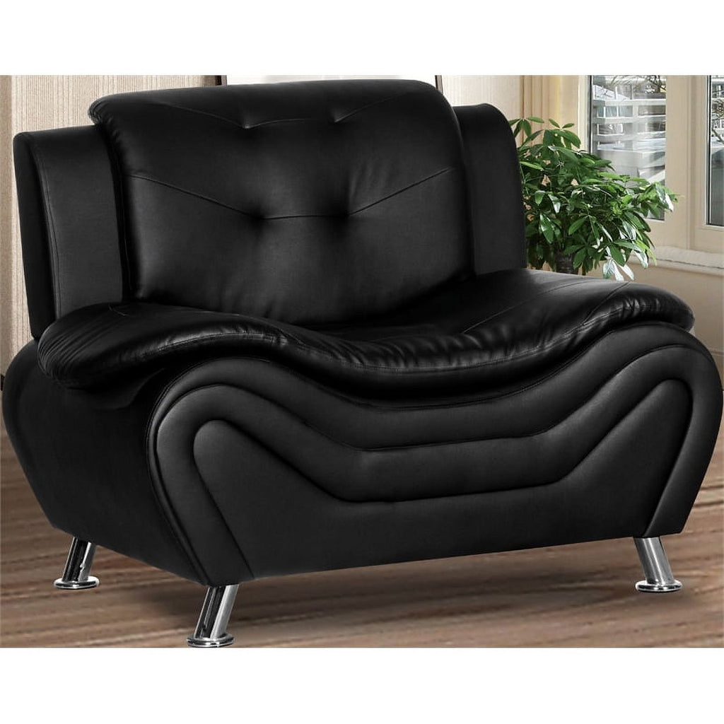 Black Faux Leather Loveseat and Club Chair 2-Piece Set Z3303