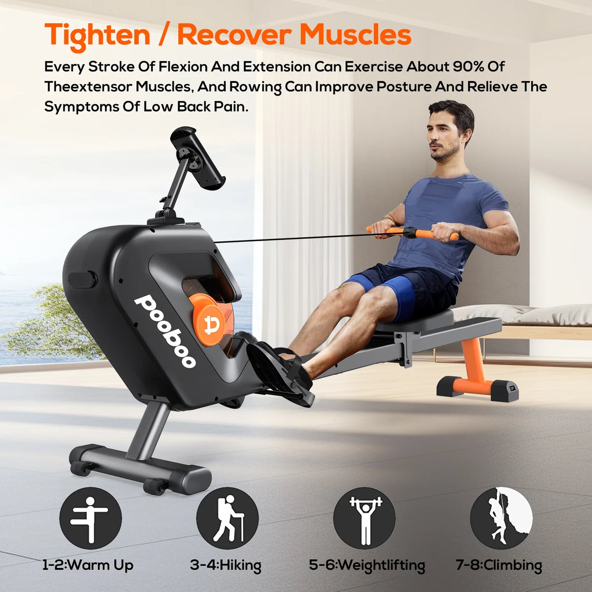 Foldable Magnetic Rowing Machine 8 Level Resistance V44080
