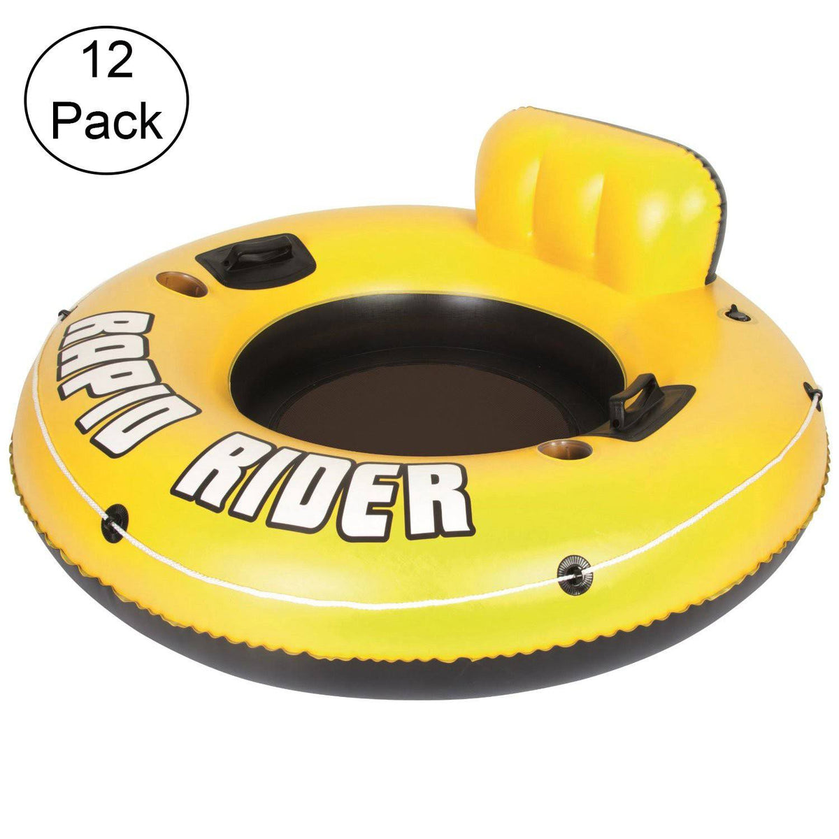 12 Pack Inflatable Raft Tube with Handles and Cup Holders D64772