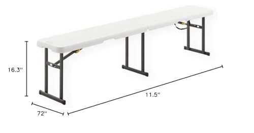 6 Foot Fold-in-Half Bench with Steel Frame, White S683841