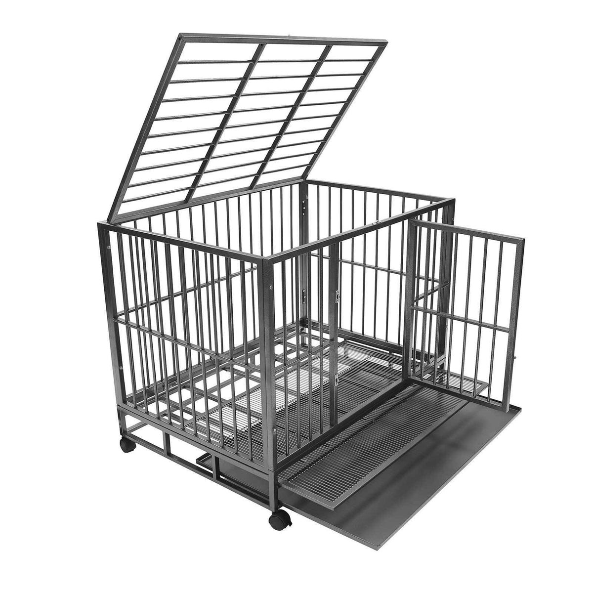 36x22 Medium Heavy-Duty Dog Crate Cage with Tray I4422