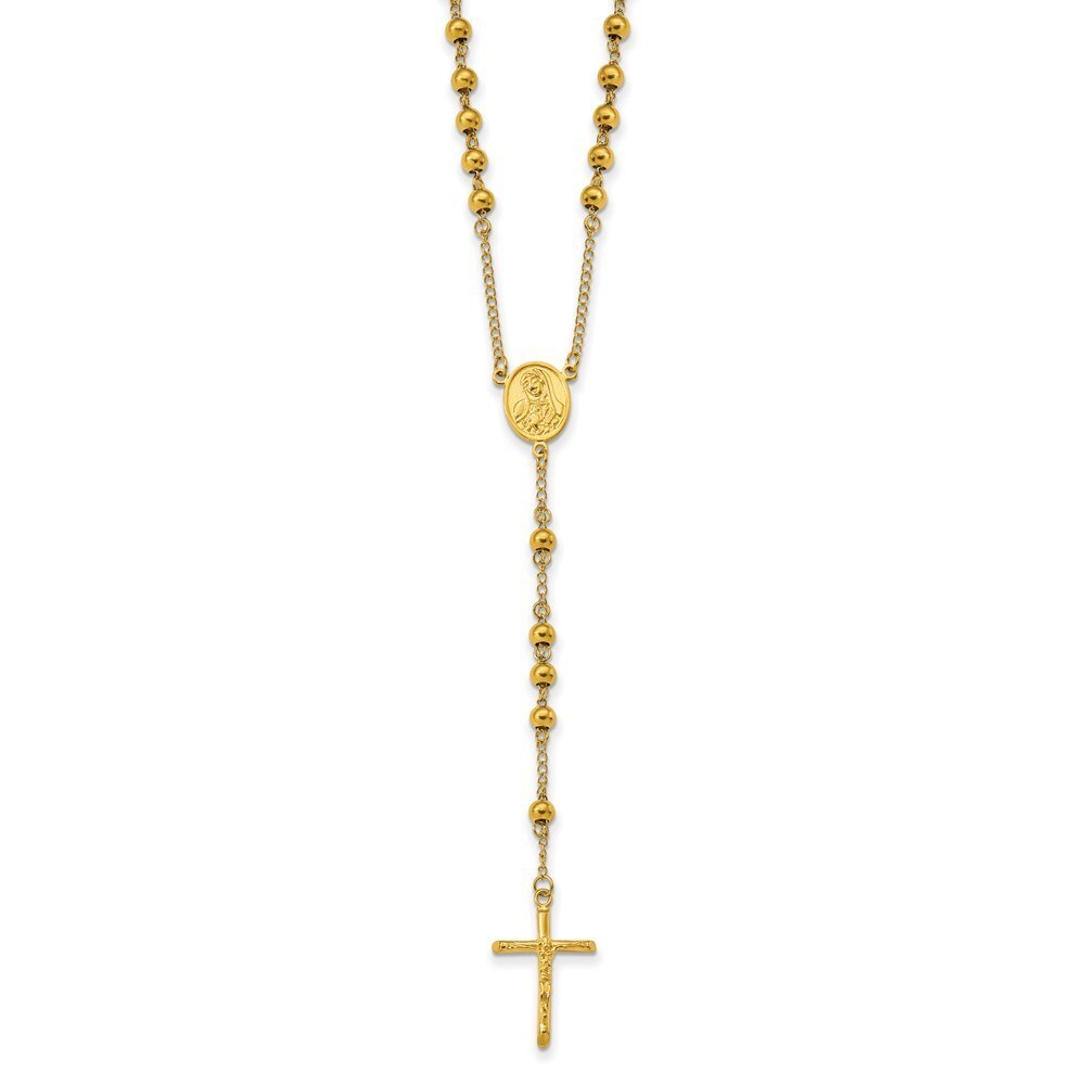 30" Stainless Steel Polished Rosary Necklace D6875