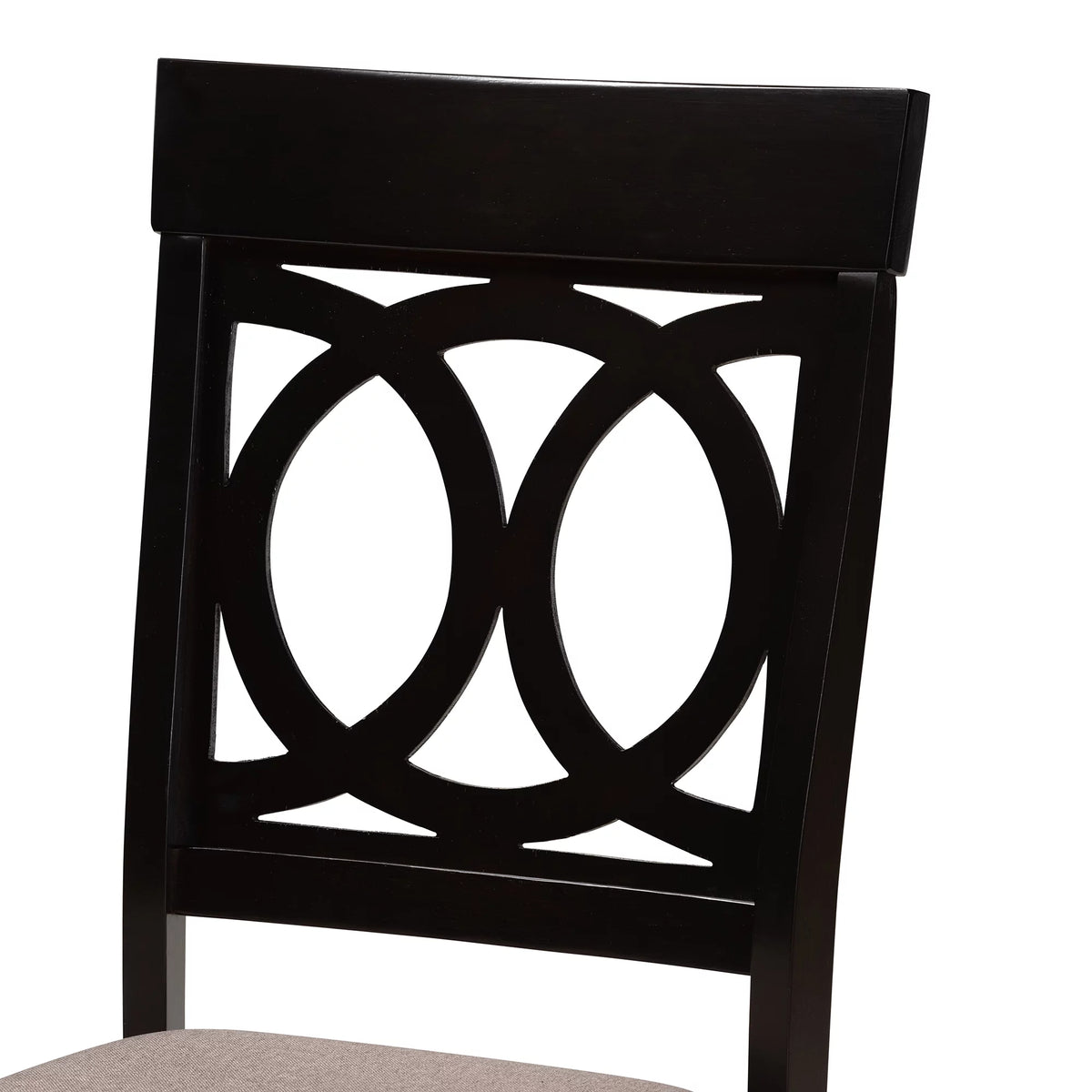 Sand Fabric Upholstered Dark Brown Wood 7-Piece Dining Set P7686