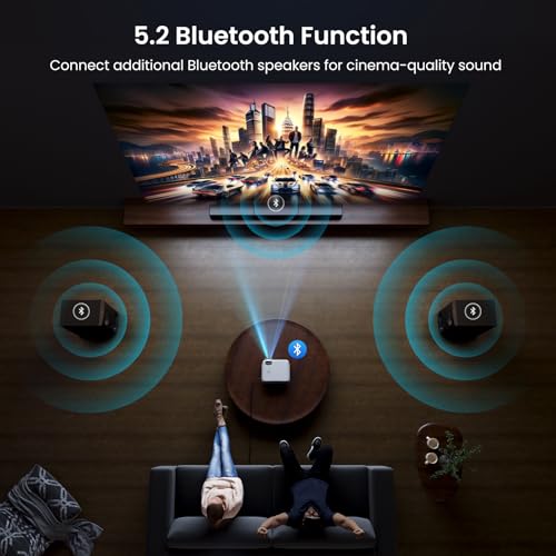 1080P Bluetooth Portable Outdoor Movie Projector with Built-in Speaker F651395