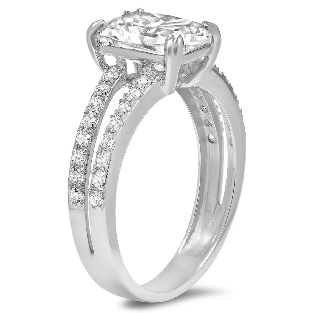 14K White Gold Cushion Cut Cultured Diamond Engagement Ring O153