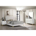 4-piece White and Gold Wood Queen Bedroom Set J9420