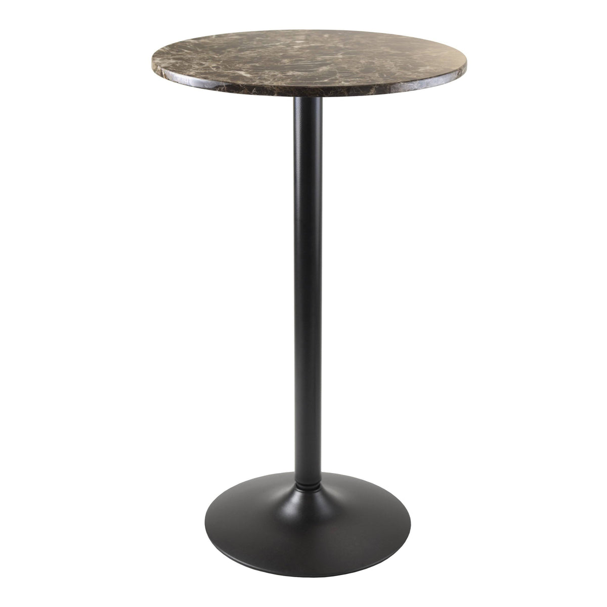 Black Round Faux Marble Top Pub Table G188284