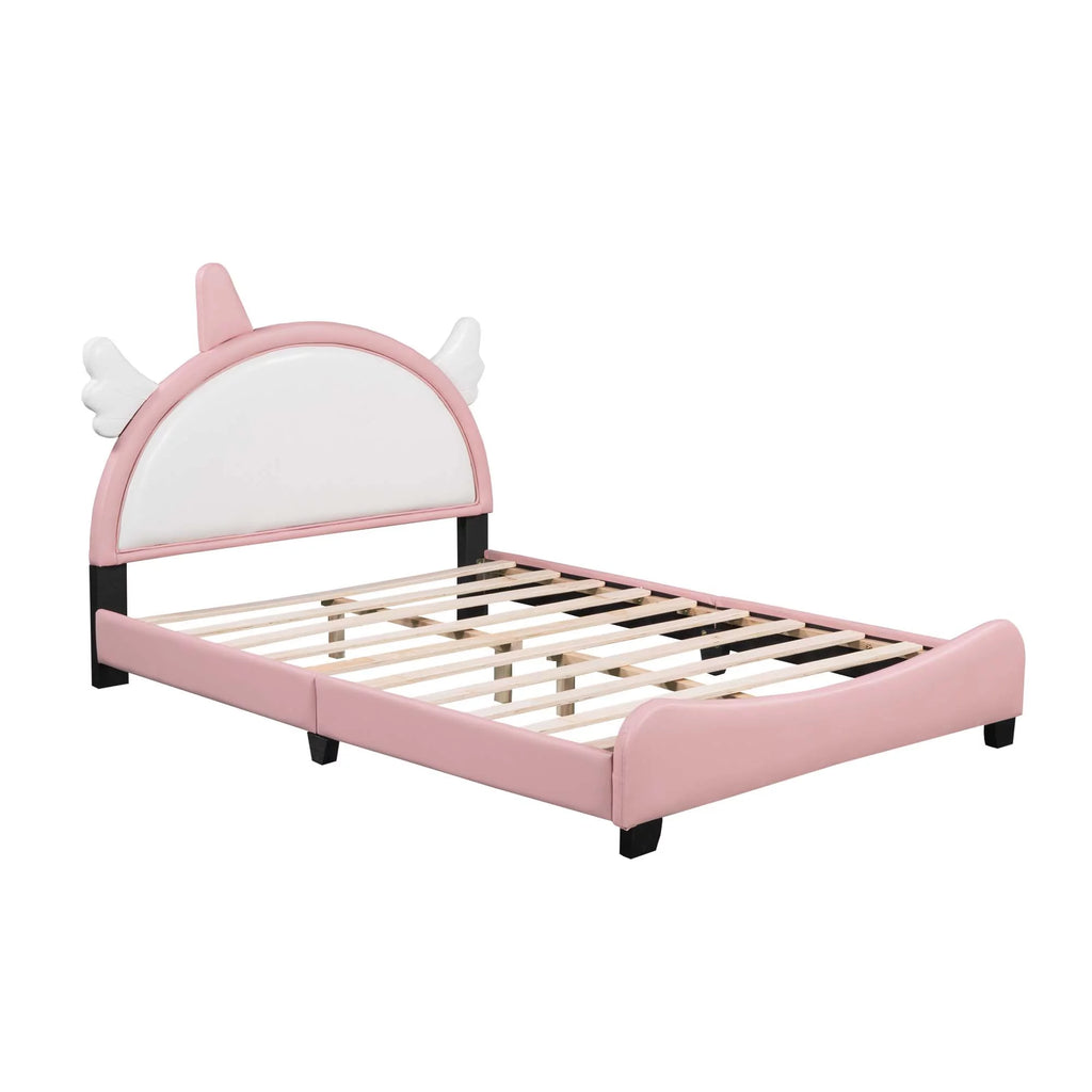 White PU Twin Platform Bed T604769