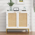 White 2 Rattan Doors Sideboard Buffet Cabinet with Shelf W694