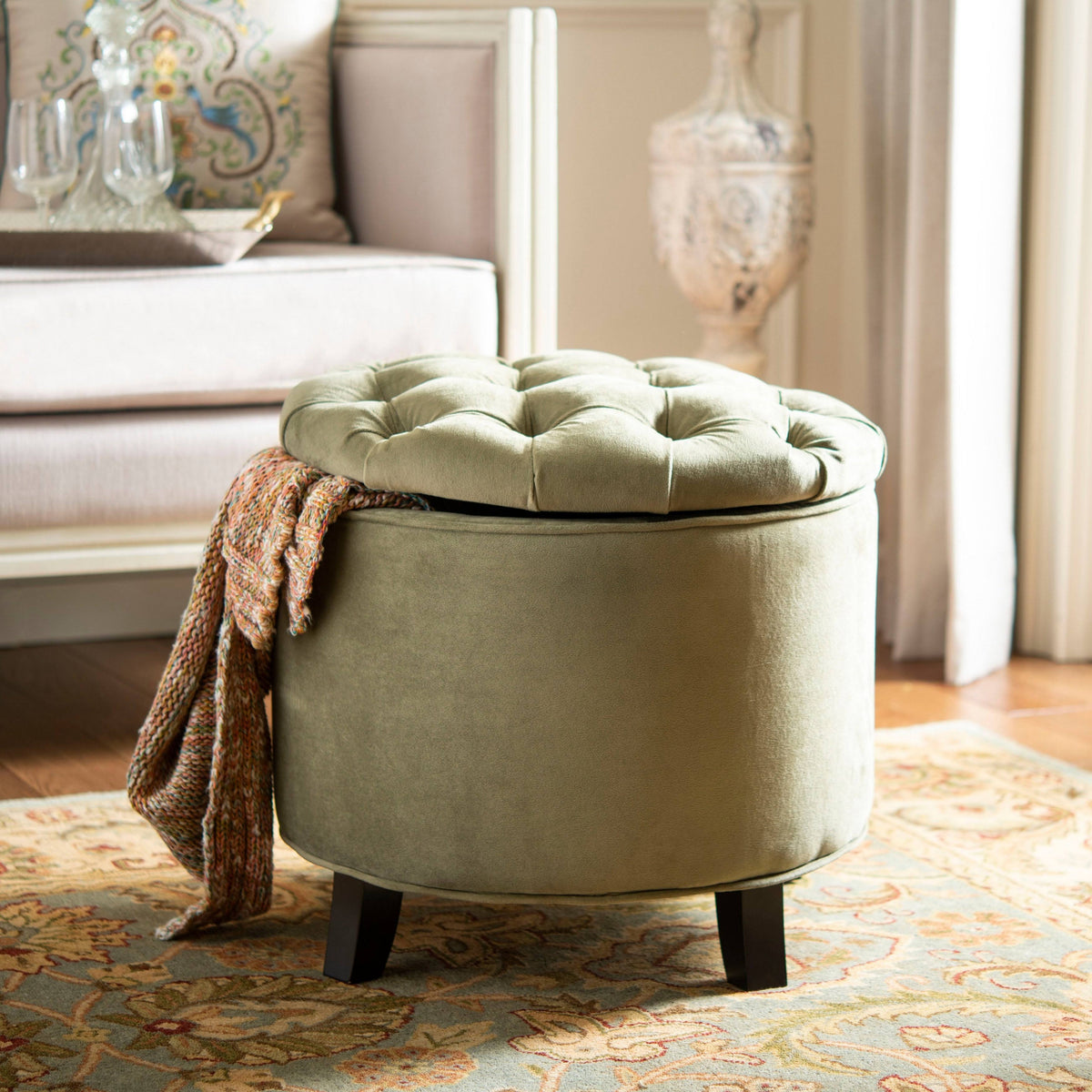 Spruce Tufted Storage Ottoman L50479