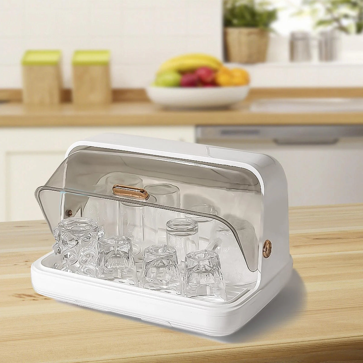 White Dustproof Baby Bottle Drying Rack with Drainer and Lid E7150